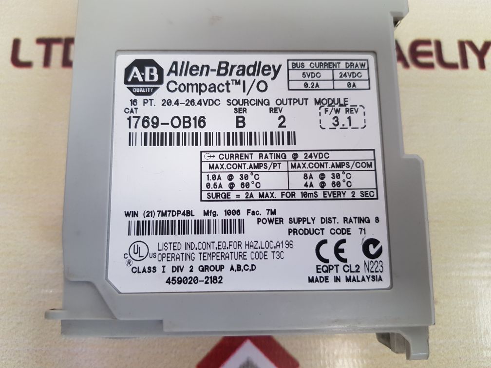 Allen-bradley 1769-ob16 ser.b rev.2 compact i/o output module
