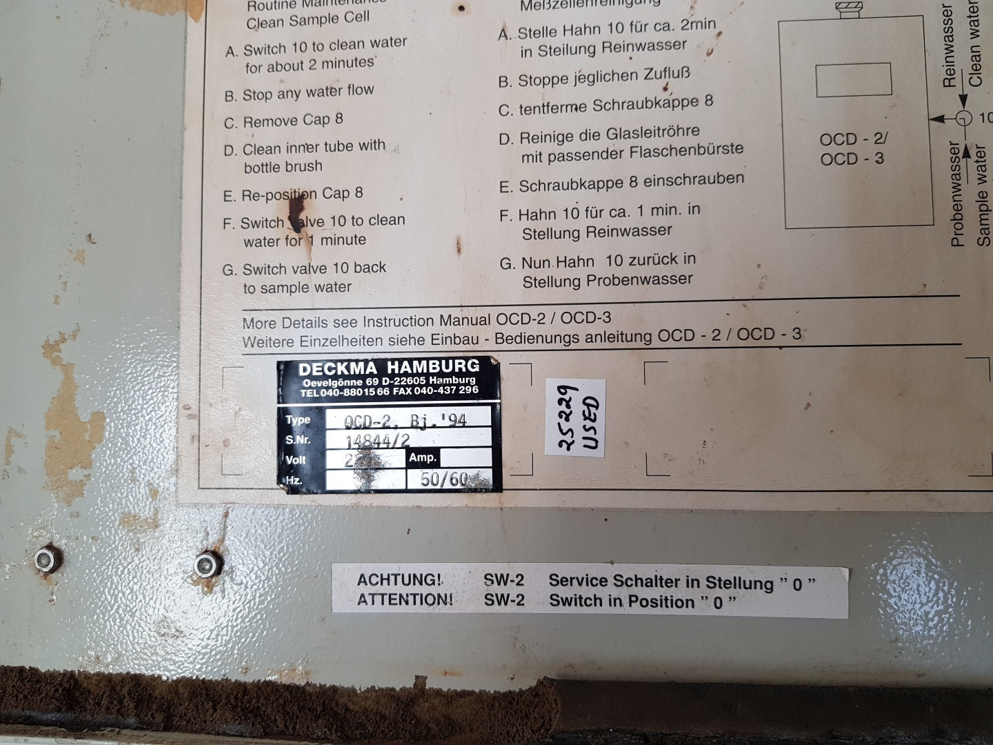 Deckma hamburg ocd-2 bilge alarm monitor ocd-2, bj.’94