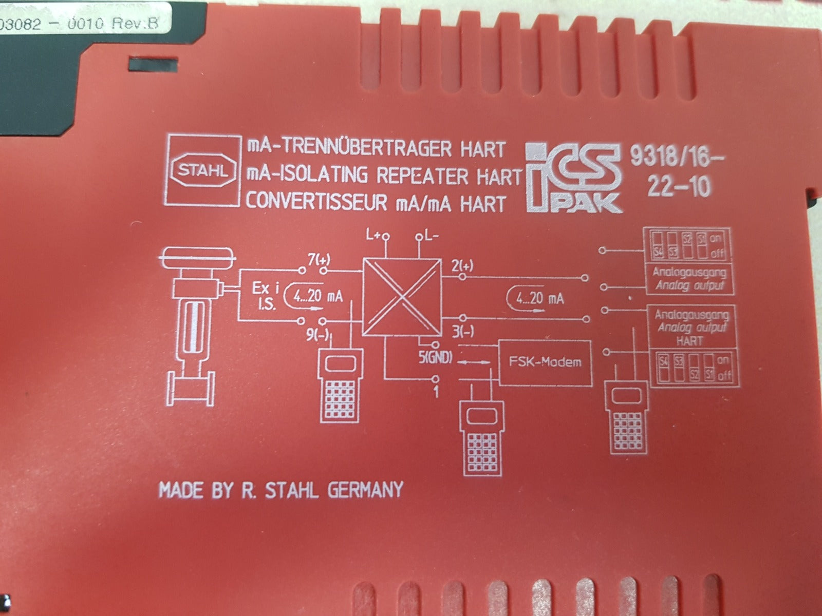 Stahl 9318/16-22-10 ma-isolating repeater hart