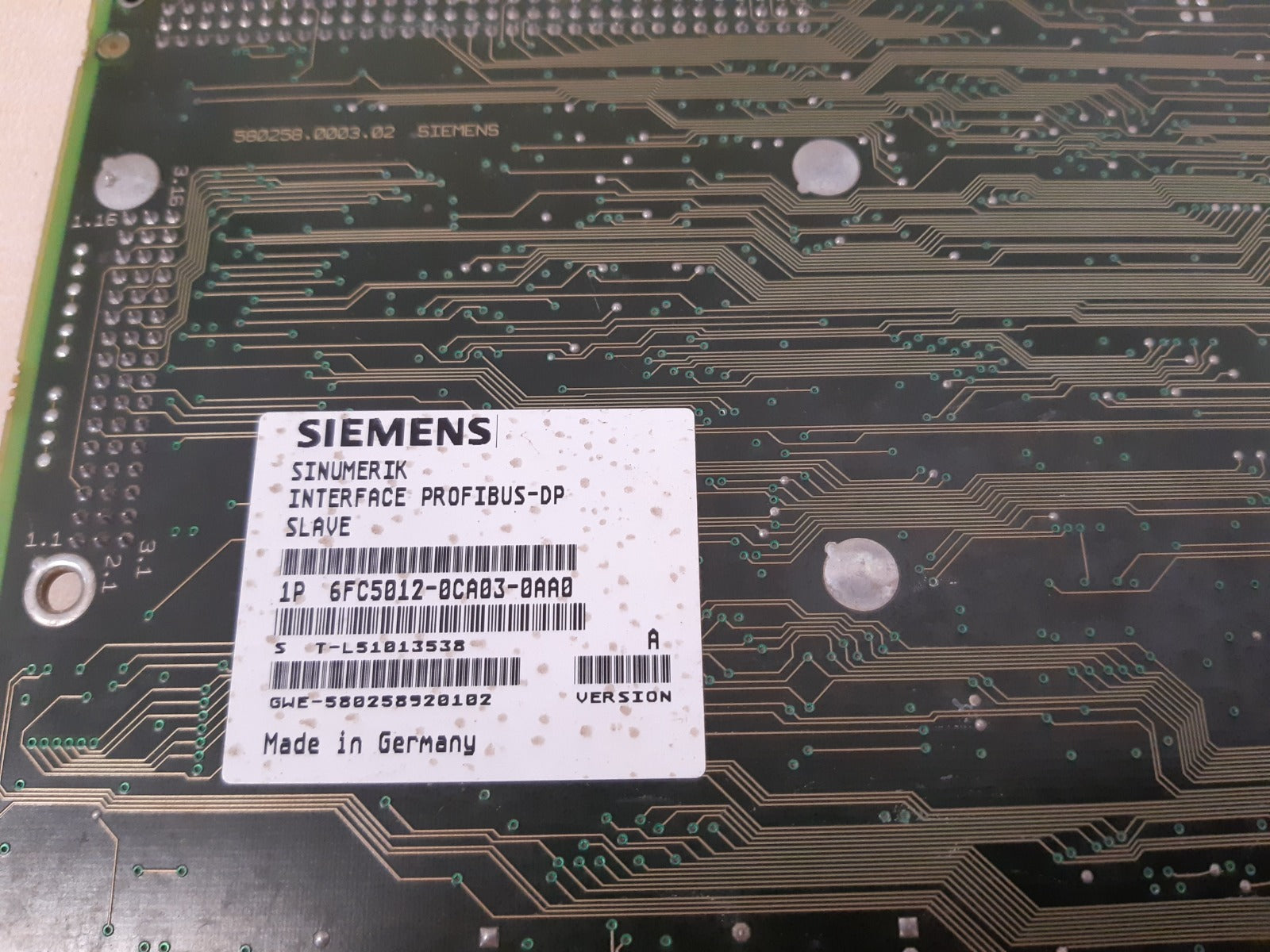 Siemens 6fc5012-0ca03-0aa0 interface profibus-dp board