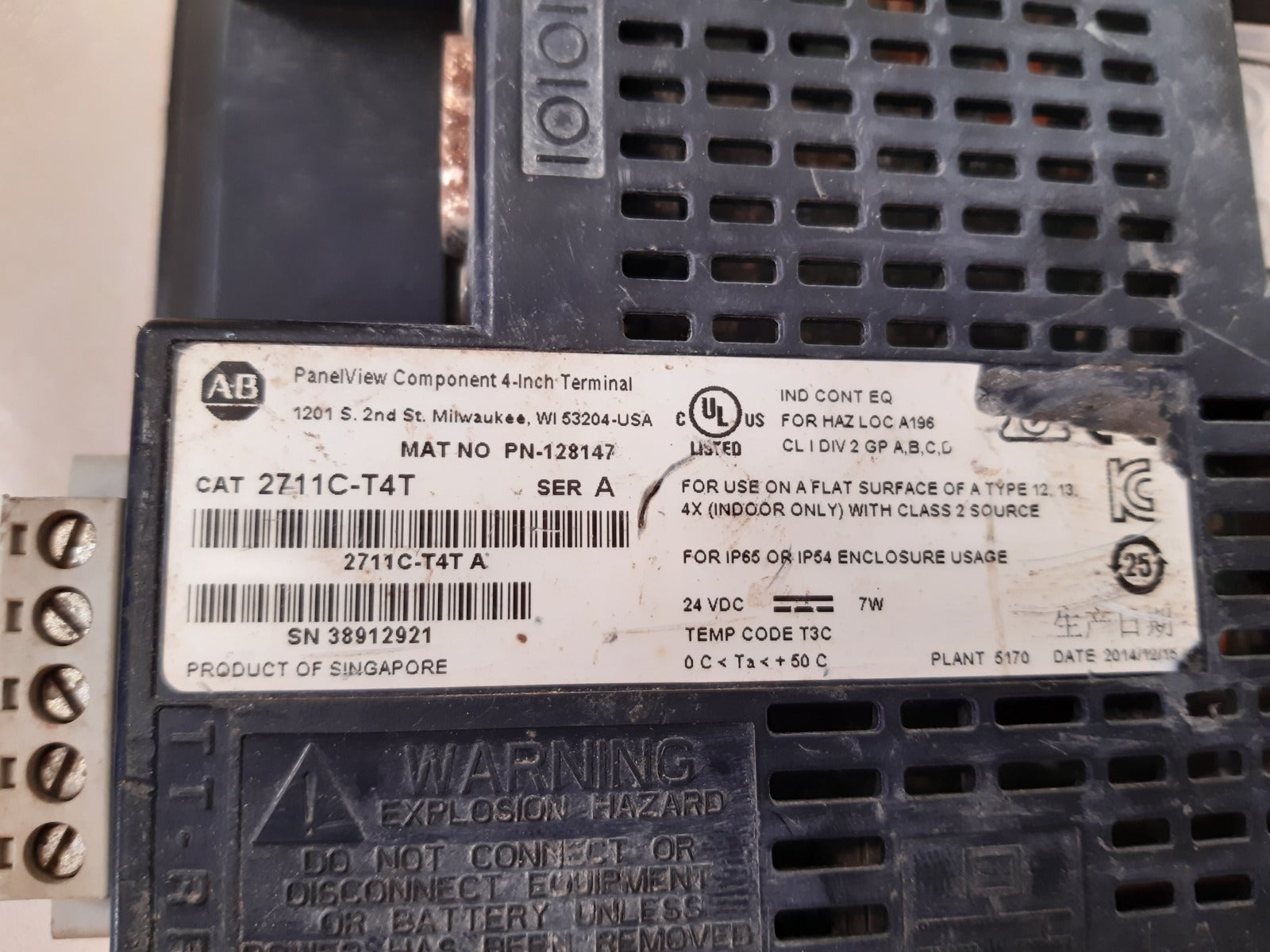 Allen-bradley panel view c400 2711c-t4t ser.a panel