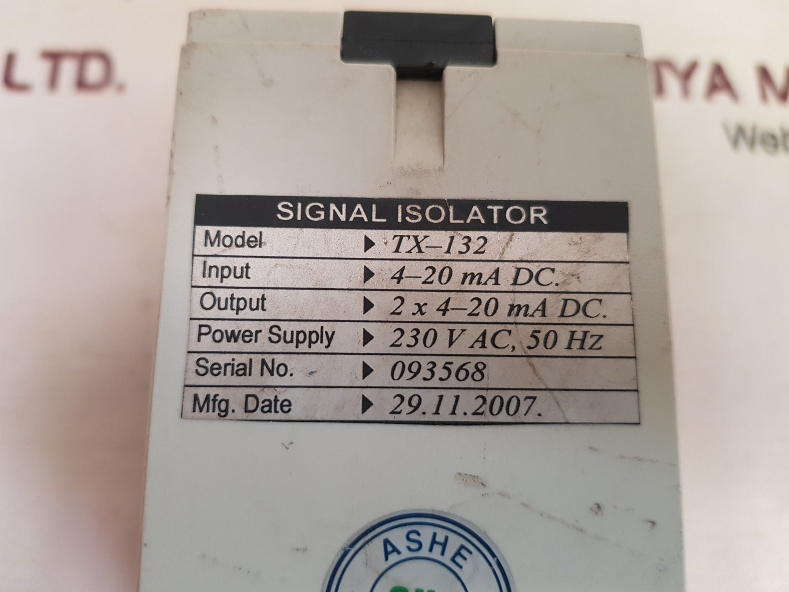 Ashe Tx-132 Signal Isolator Repeater 230V Ac, 50Hz
