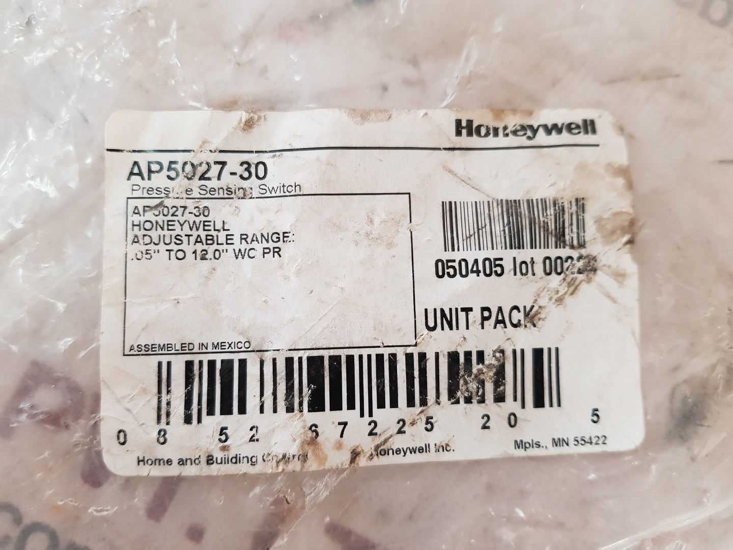 Honeywell ap5027-30 airflow differential pressure switches