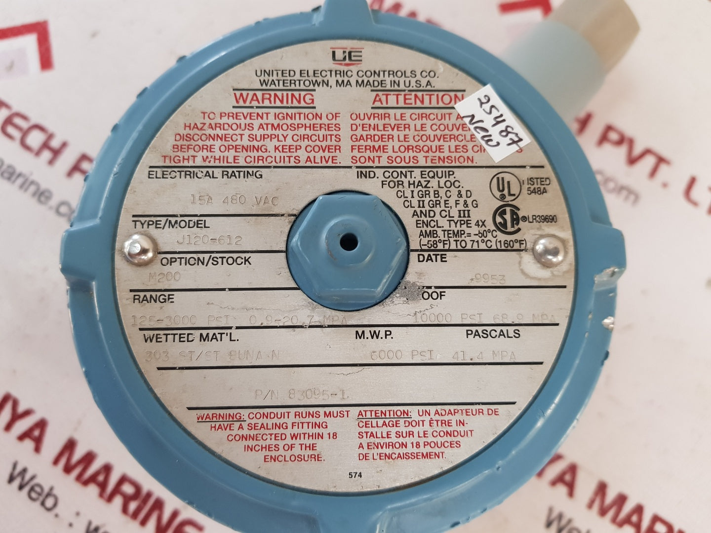 United electric j120-612 differential pressure switches 125-3000 psi