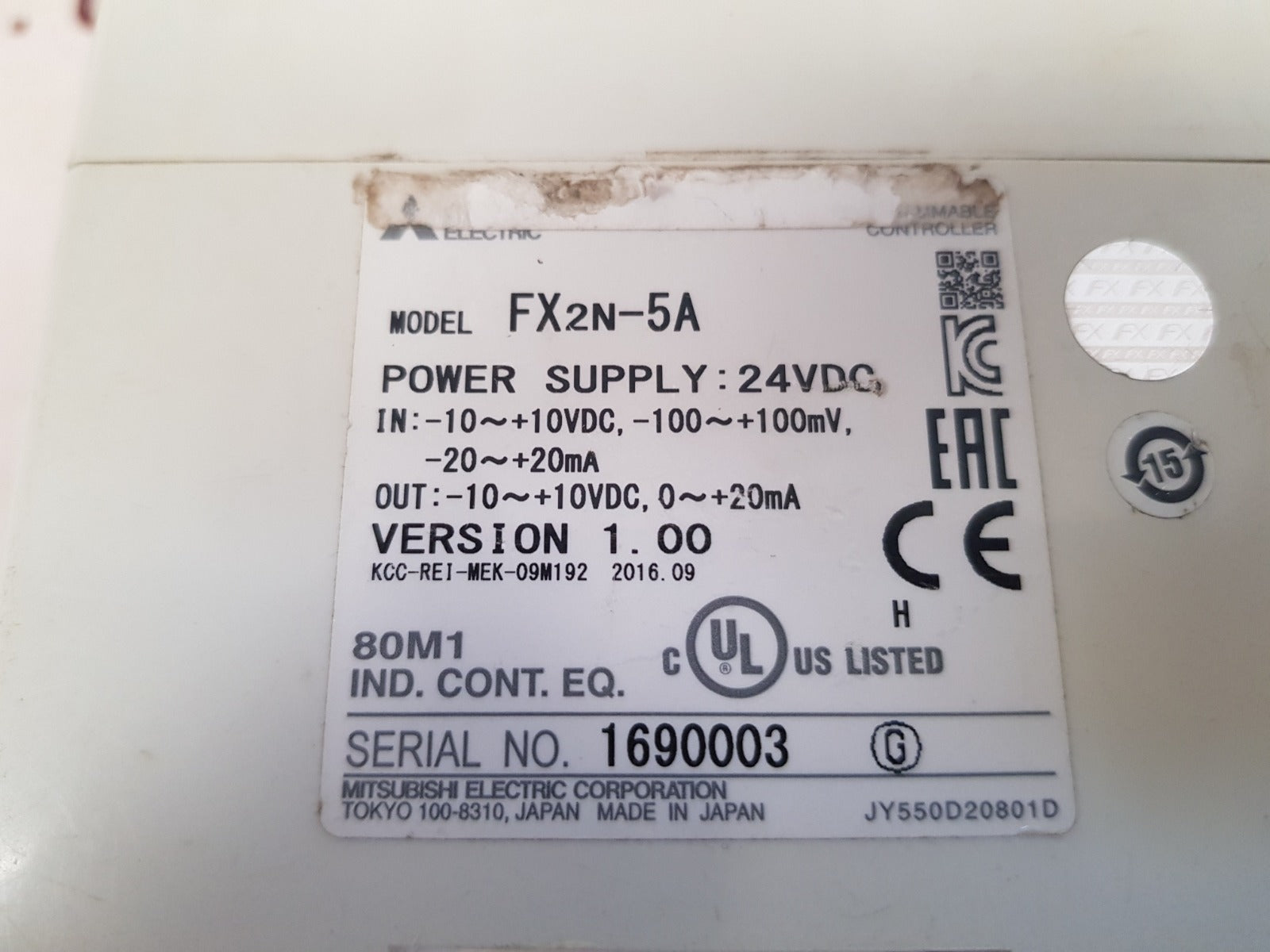Mitsubishi Fx2N-5A Programmable Controller Module 24Vdc