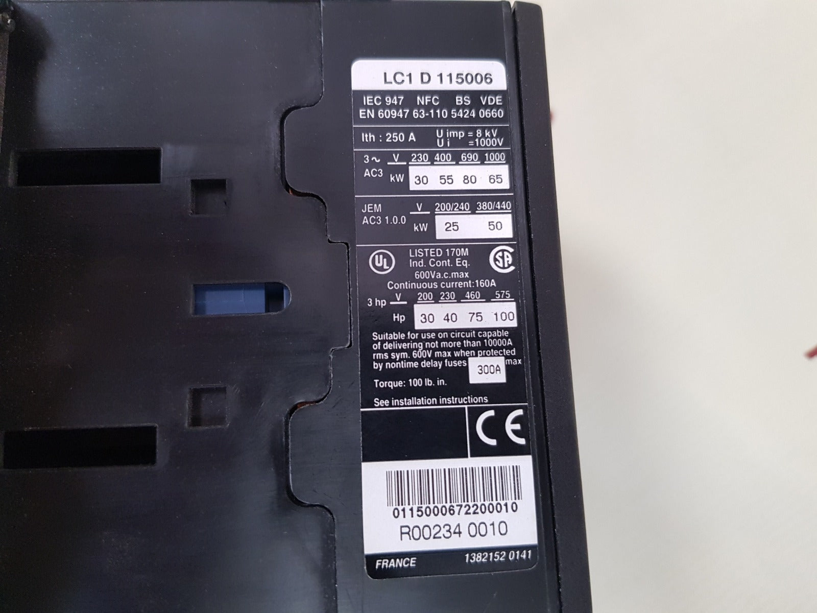 Telemecanique lc1d115006 contactor