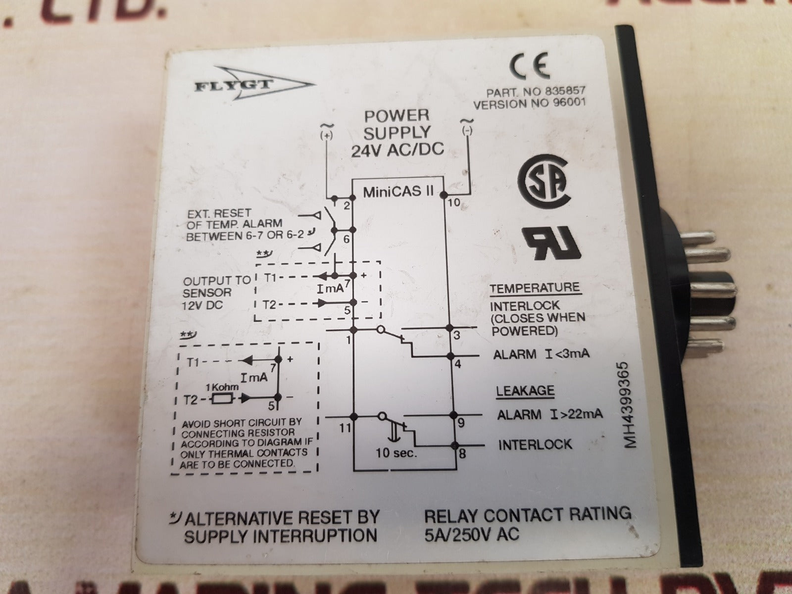 Flygt 835857 relay module 24v ac/dc used