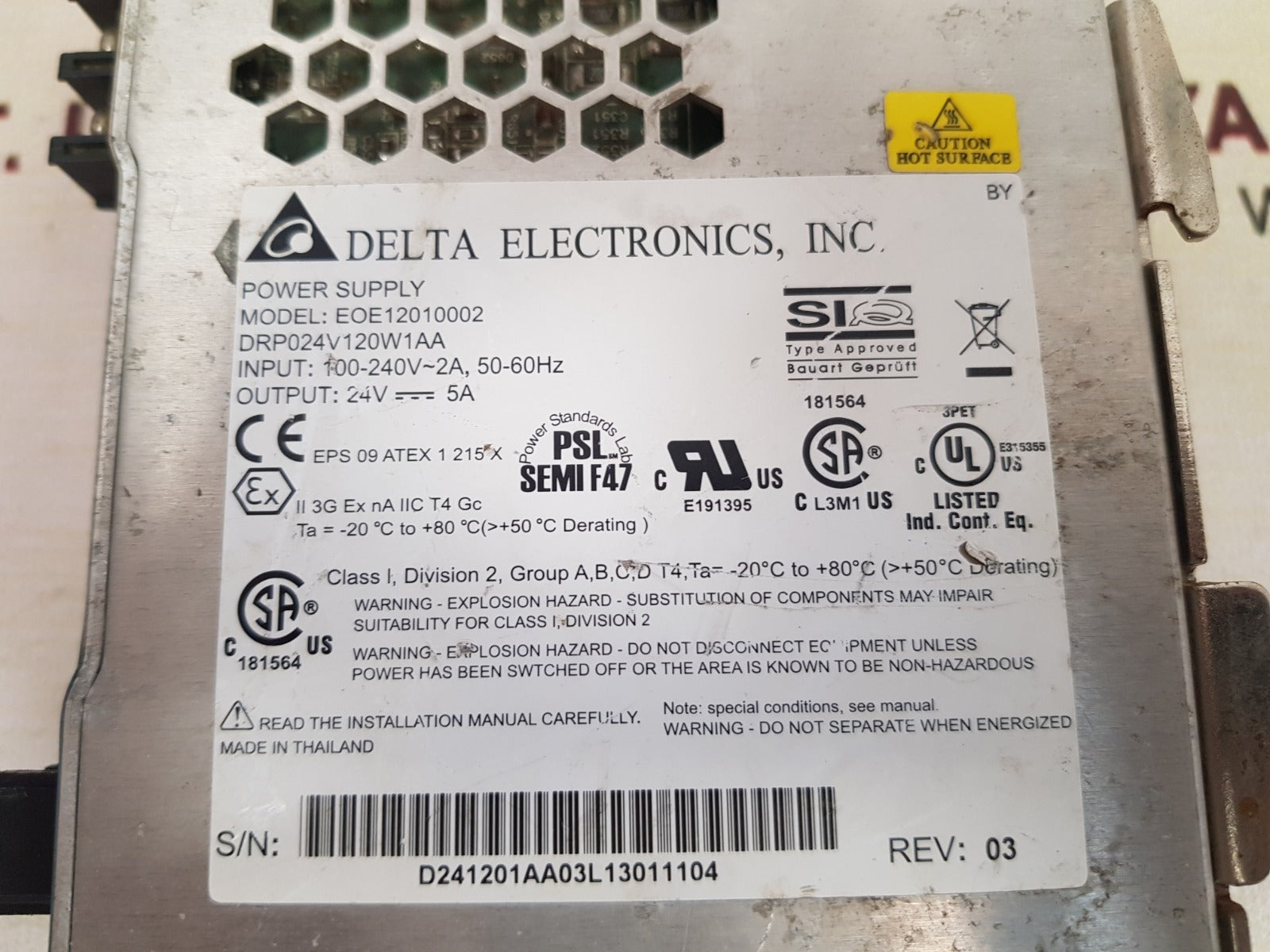 Delta electronics eoe12010002 power supply 24v-5a