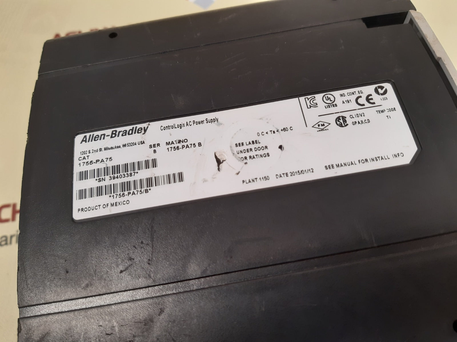 Allen-bradley 1756-pa75 ser b controllogix ac power supply