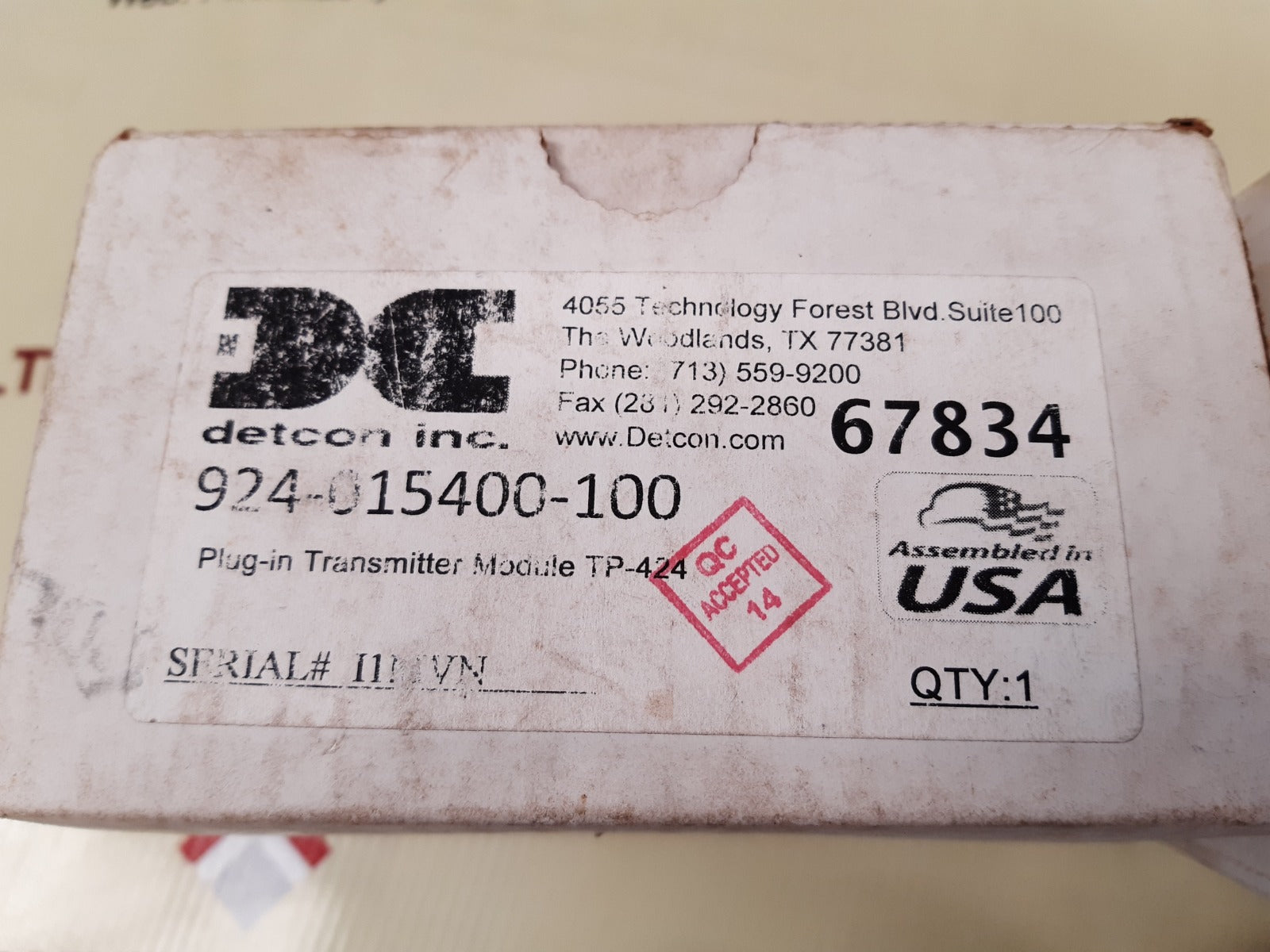 Detcon Tp-424C Ppm H2S 4-20 Madc Monitoring Sensor 924-015400-100
