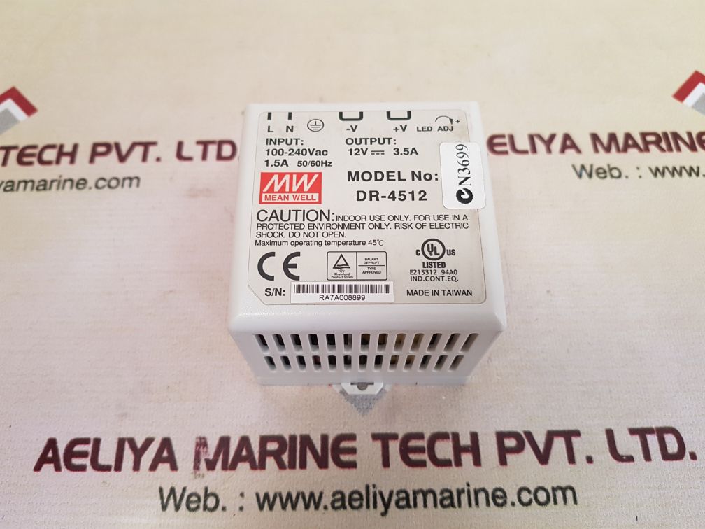 Mean well dr-4512 power supply 1.5a 50/60hz 12v 3.5a