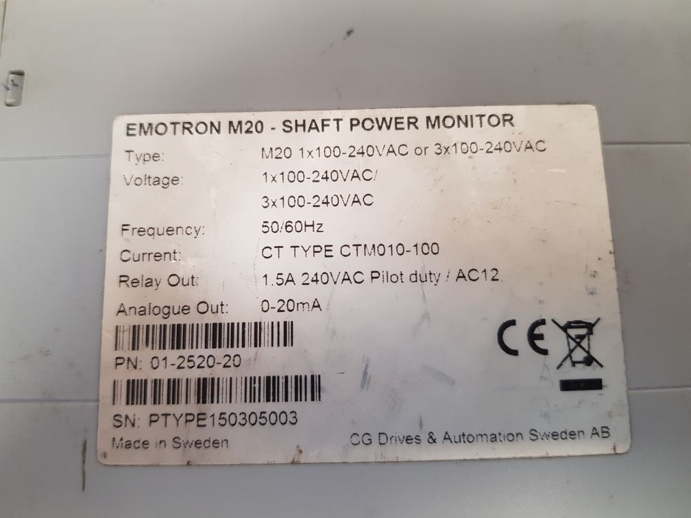 Emotron m20 shaft power monitor