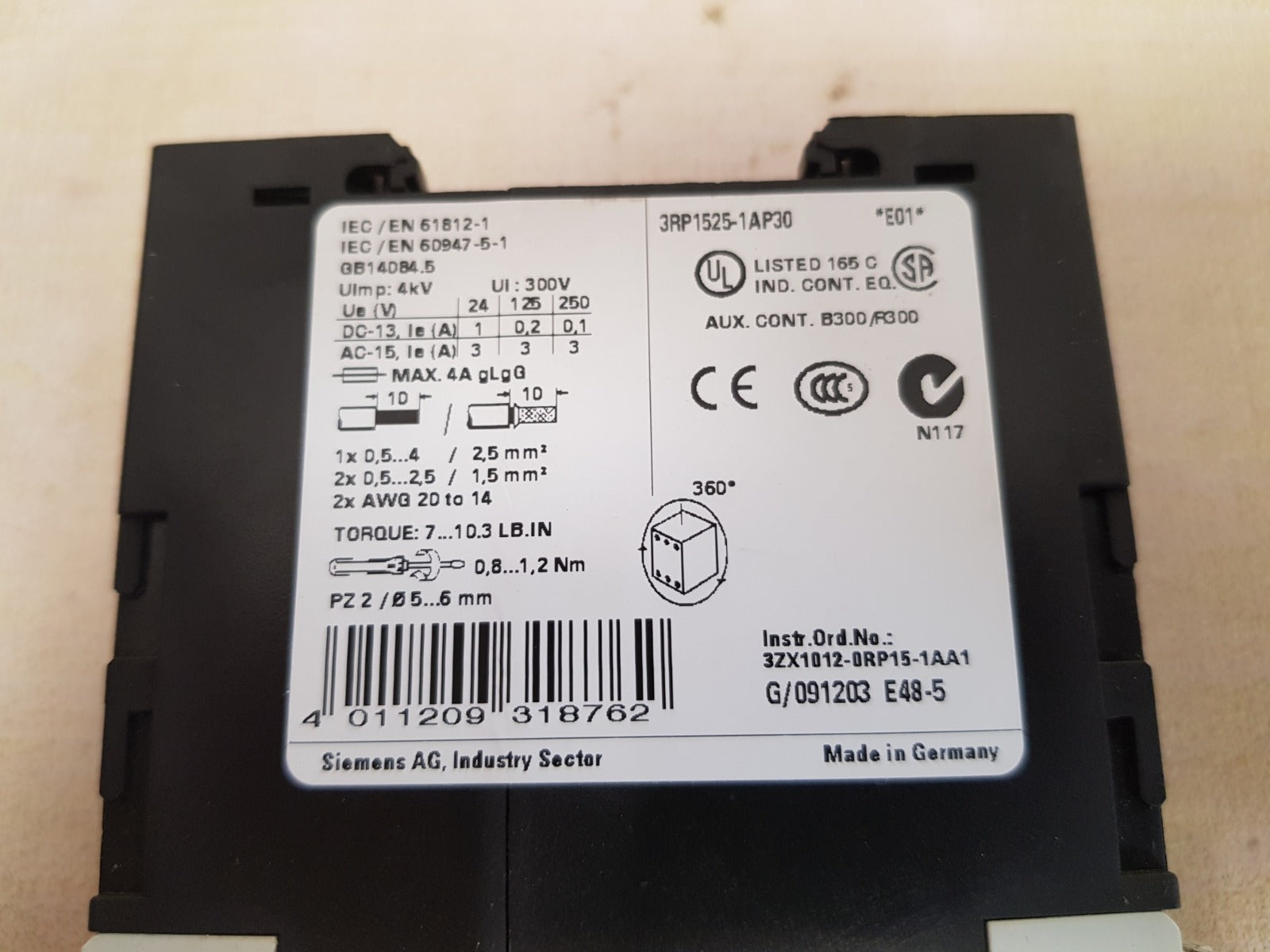 Siemens sirius 3rp1525-1ap30 time relay 50 hz