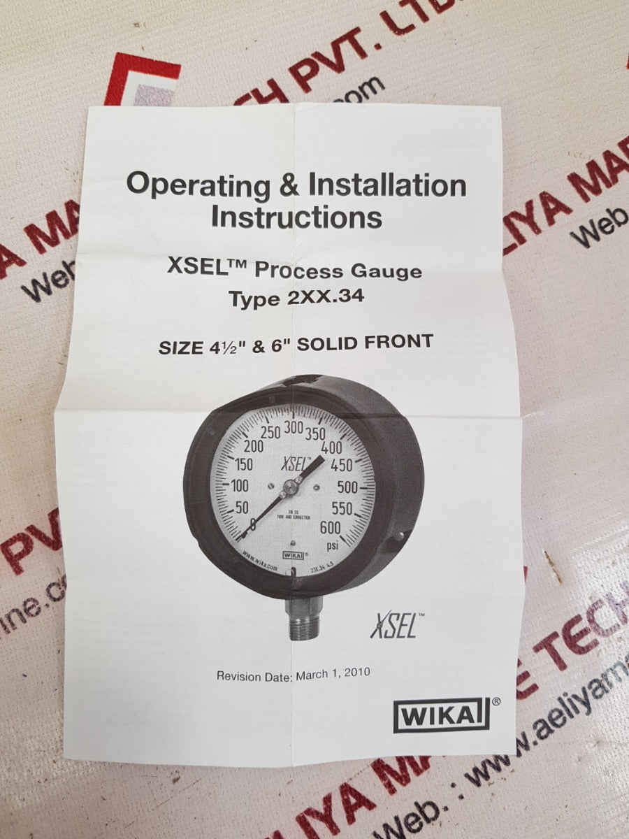 Wika xsel 23x.34 4.5 pressure gauge 0-10 bar