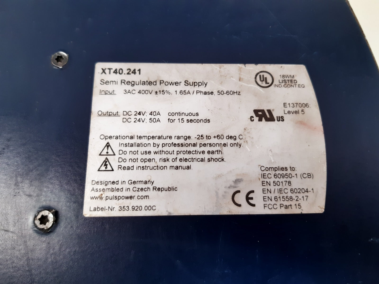 Puls power xt40.241 power supply