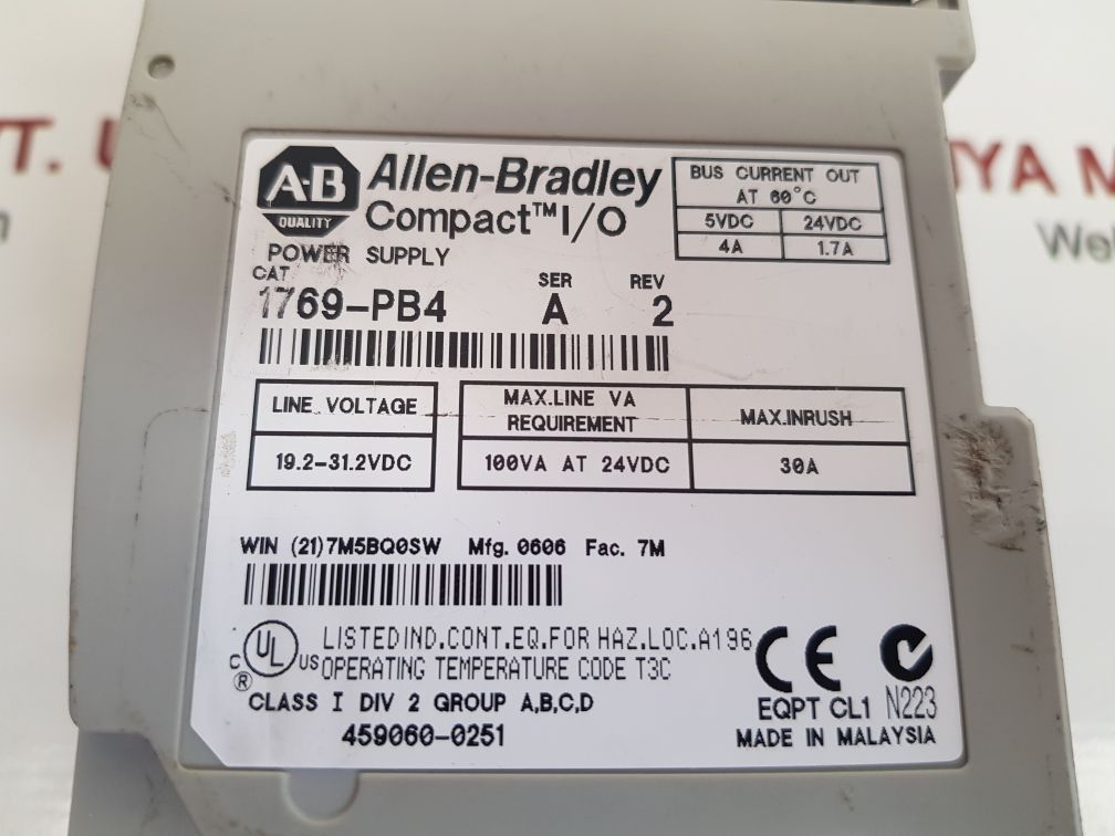 Allen-bradley 1769-pb4 ser a compact i/o power supply