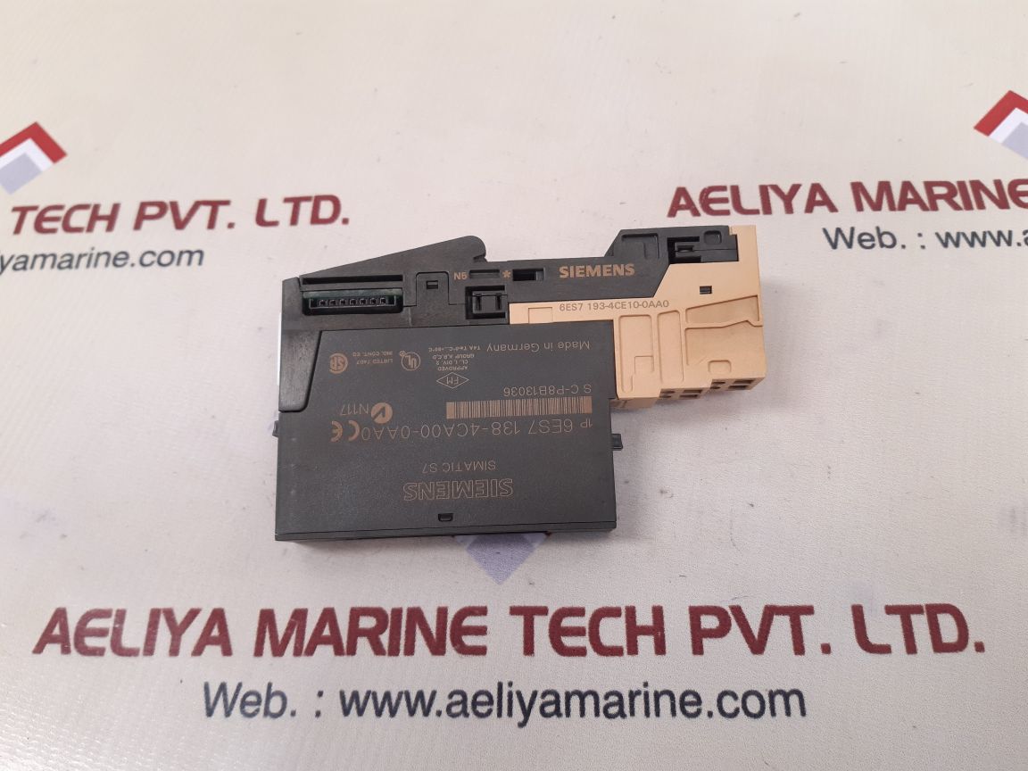Siemens 6es7 138-4ca00-0aa0 power module with 6es7 193-4ce10-0aa0 base