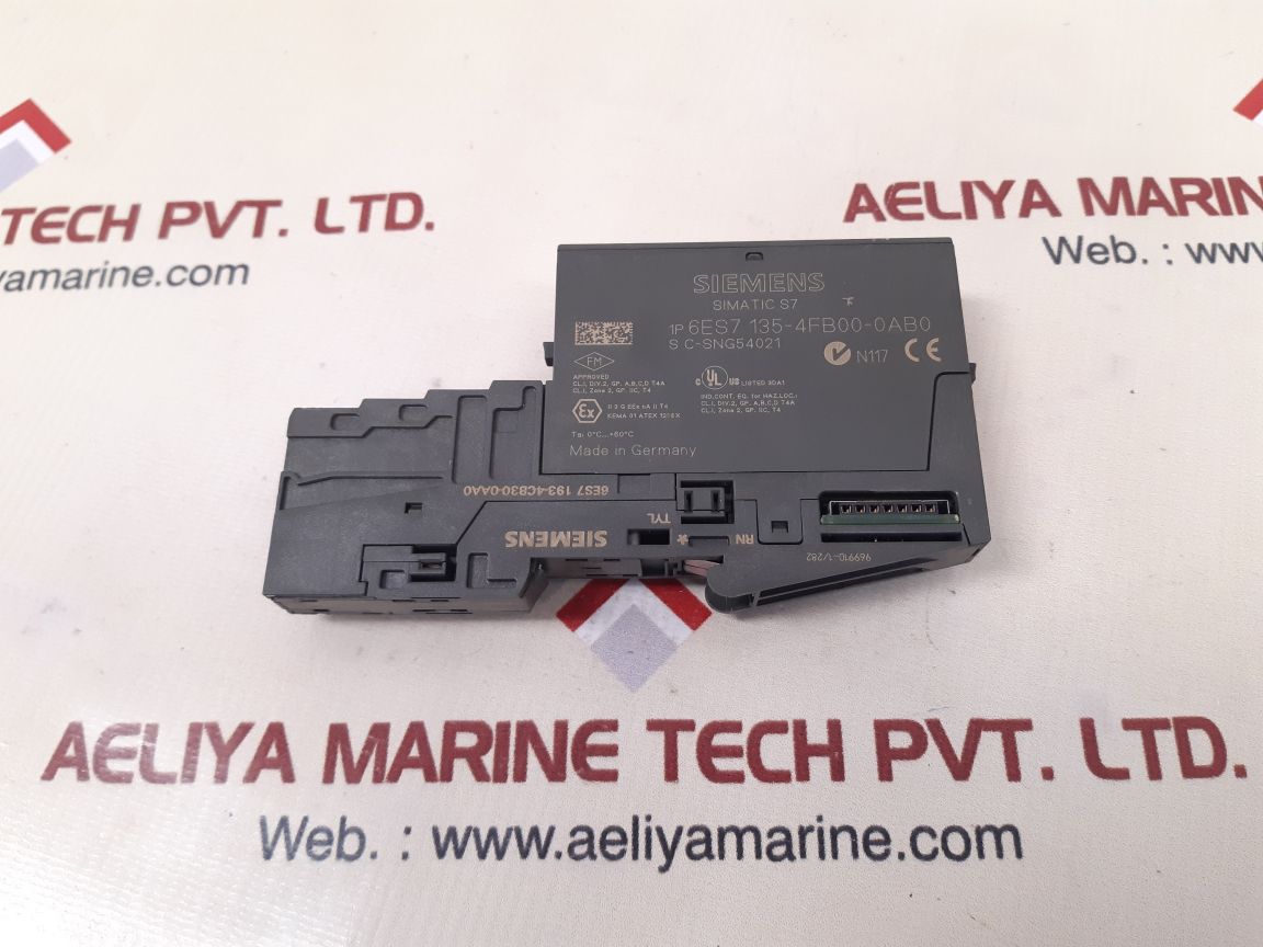 Siemens 6es7 135-4fb00-0ab0 analog ouput module with 6es7 193-4cb30-0aa0