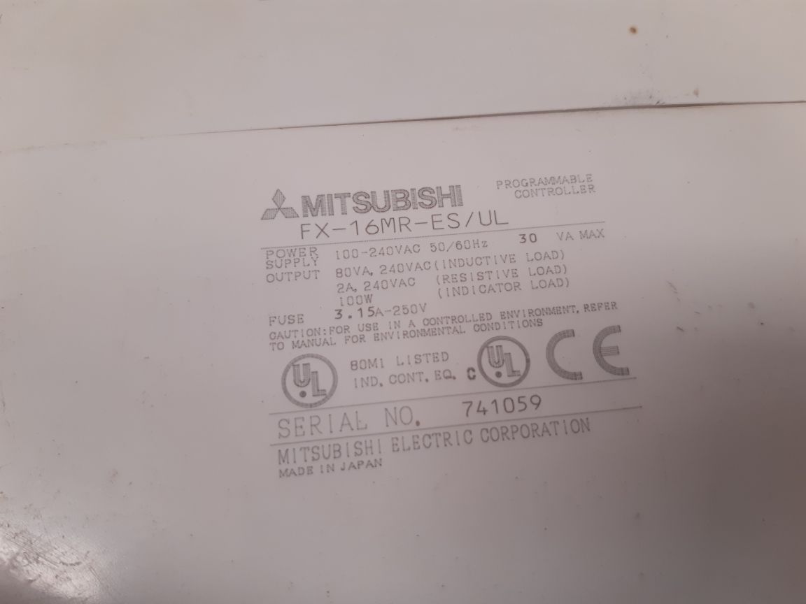 Mitsubishi fx-16mr-es/ul power supply 100-240vac 50/60hz