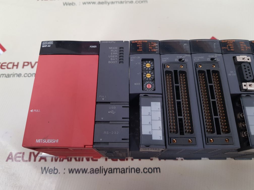 Mitsubishi q61p-a2,q06hcpu,qj61bt11n,qj71c24,qj71lp21-25,qy42p,q62dan rack