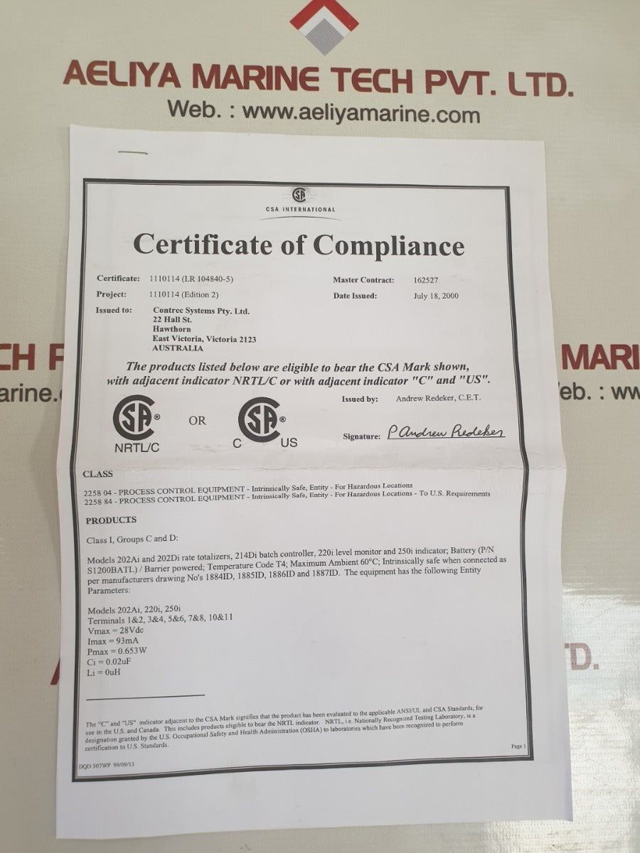Contrec systems 202di & 214di flowmeter