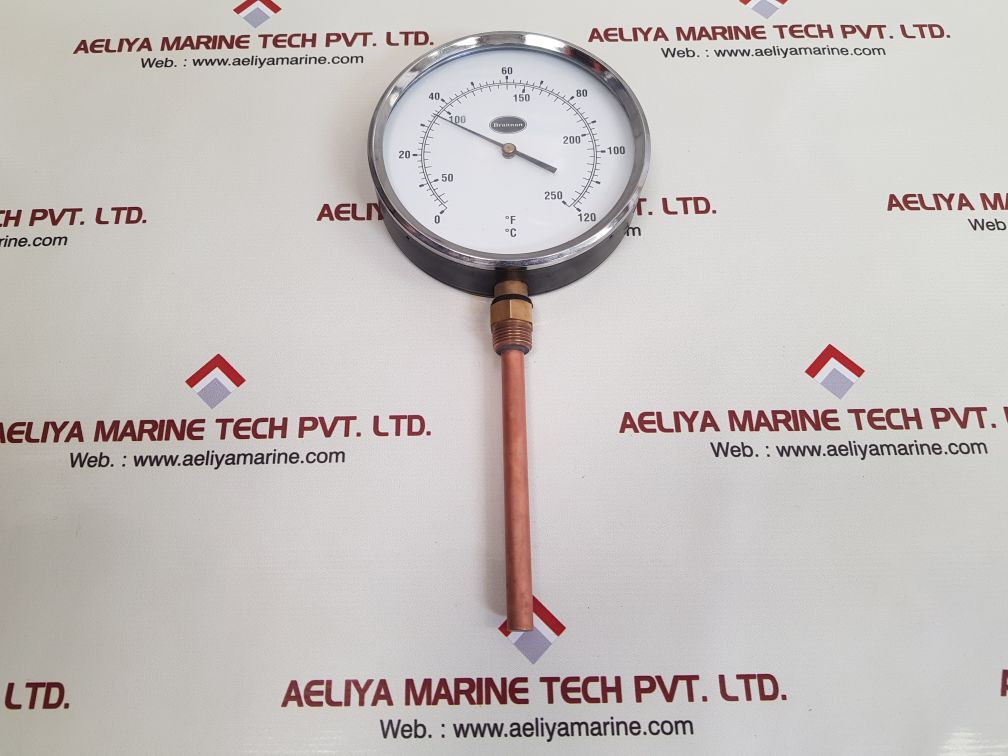 Brannan 150mm dial bottom entry thermometer 0 to 120°c