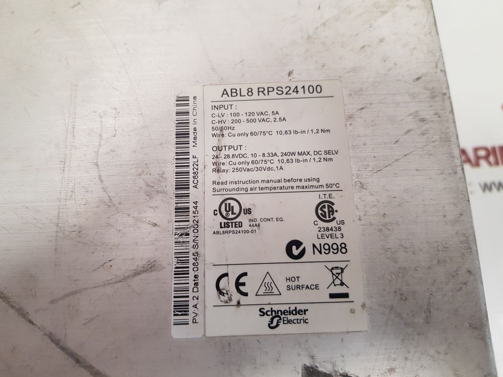 Telemecanique abl8rps24100 switching power supply
