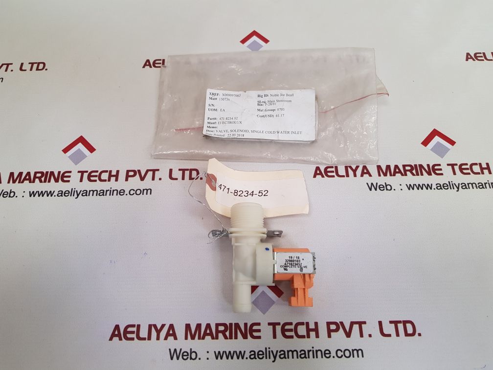 Electrolux 471823452 single cold water inlet solenoid valve