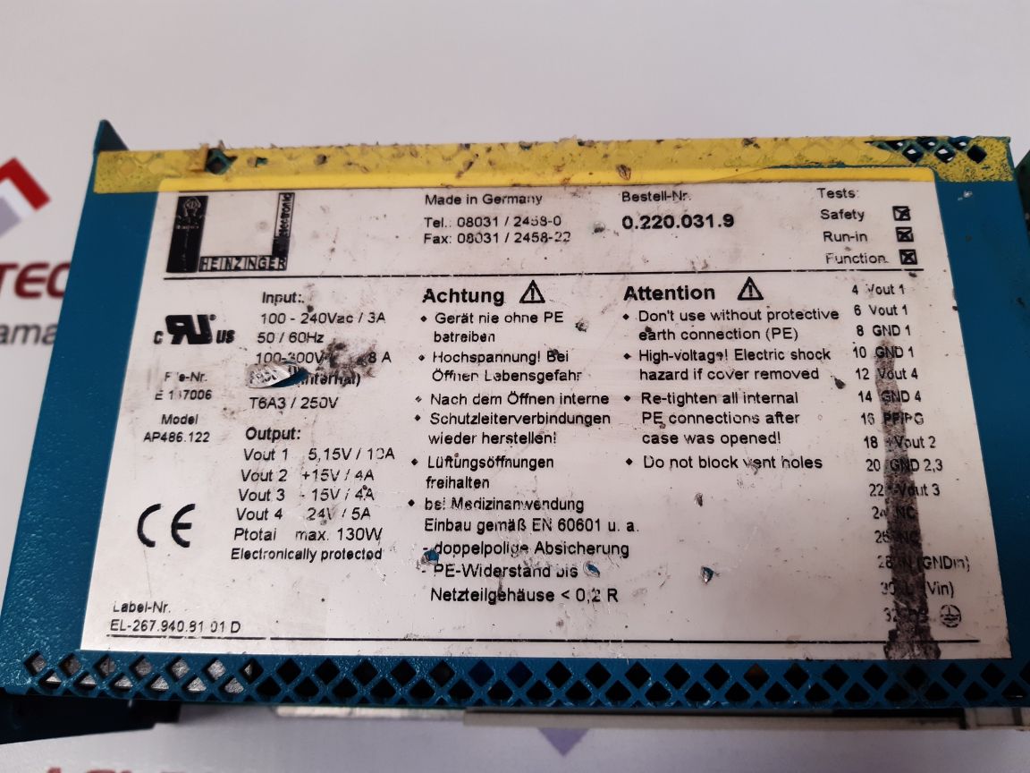 Heinzinger ap486.122 power supply