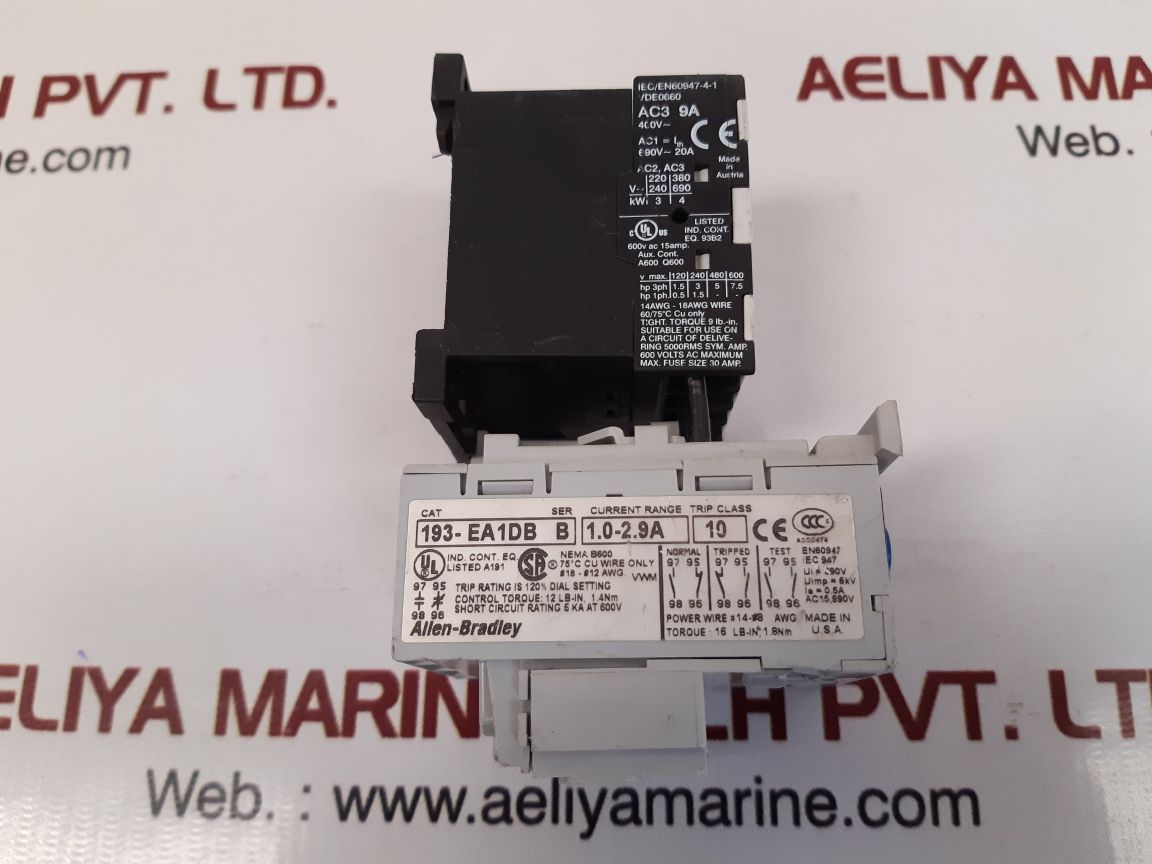 schrack la10091 contactor with Allen-bradley 193-ea1db ser:b overload relay