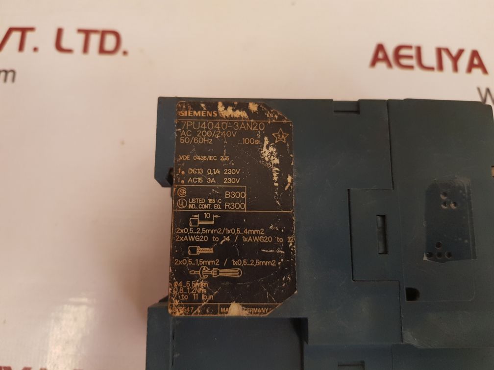 Siemens 7pu4040-3an20 on delay timer ac 200/240v 50/60hz