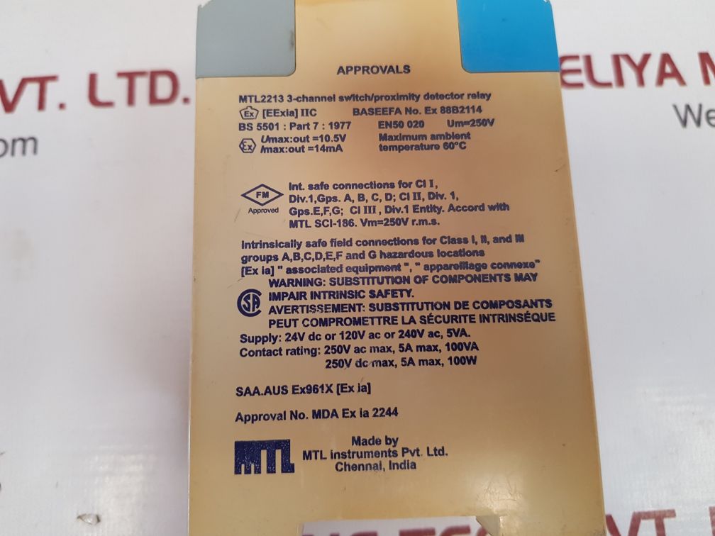 Mtl instruments mtl2213 proximity detector relay