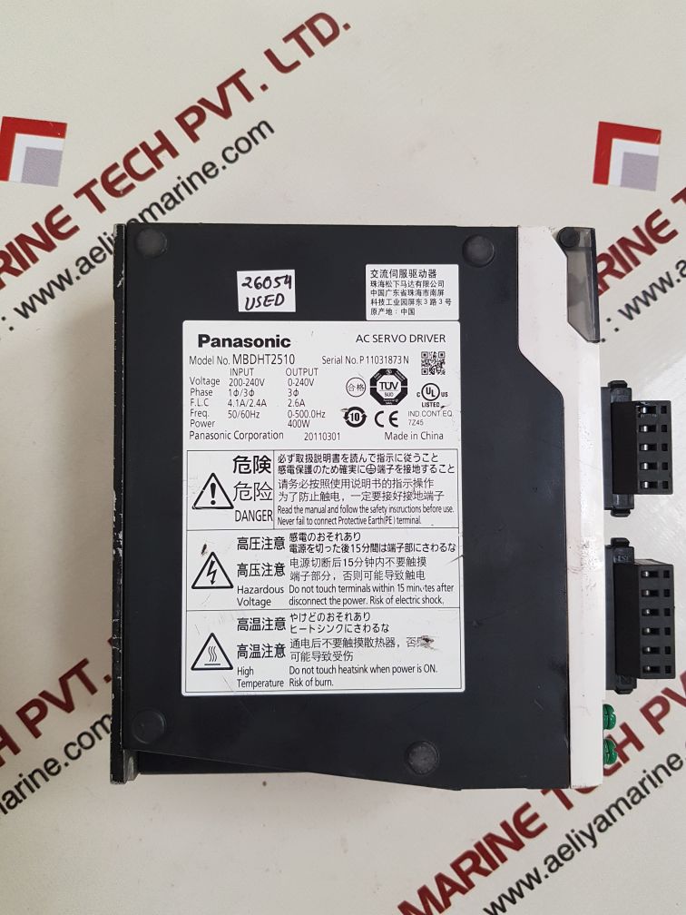 Panasonic mbdht2510 ac servo driver 400w