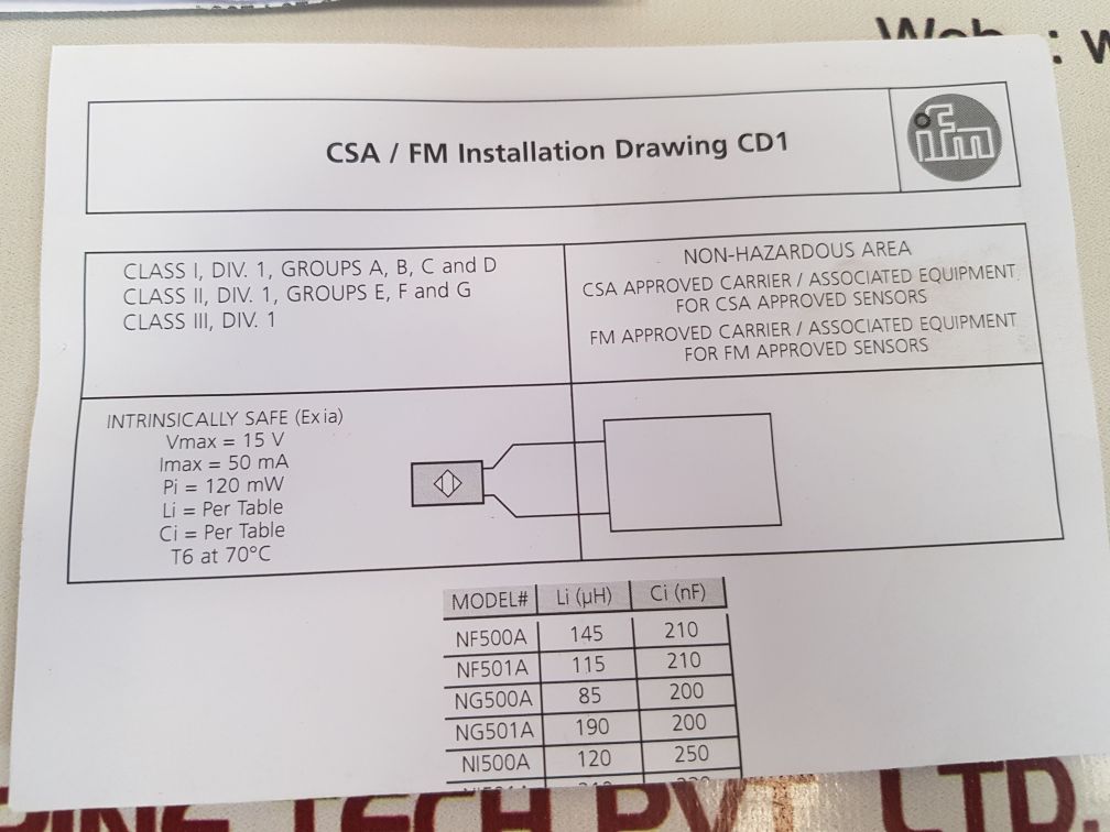 Ifm ng500a proximity switch sensor