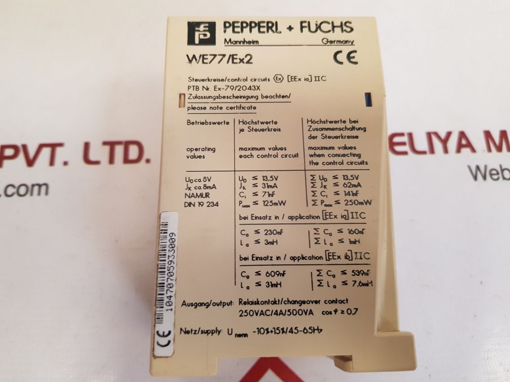 Pepperl + fuchs we77/ex2 isolator switch New