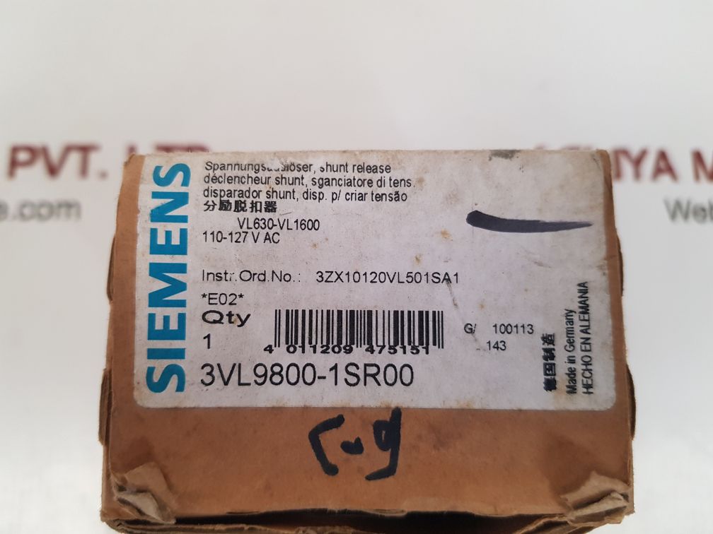 Siemens 3vl9800-1sr00 shunt release
