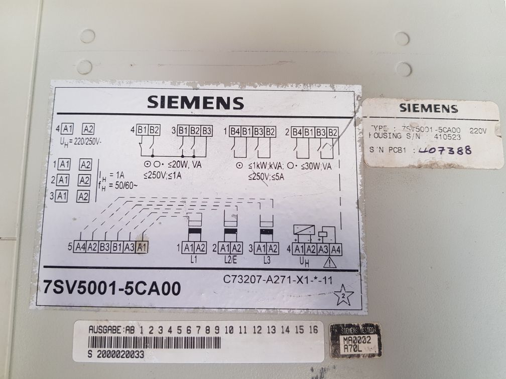 Siemens 7sv5001-5ca00 transformer