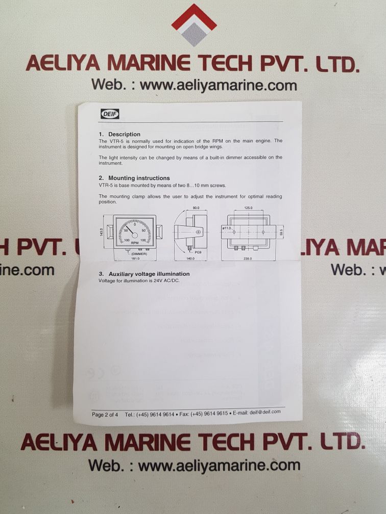 Deif vtr-5-nb rpm meter 150-0-150