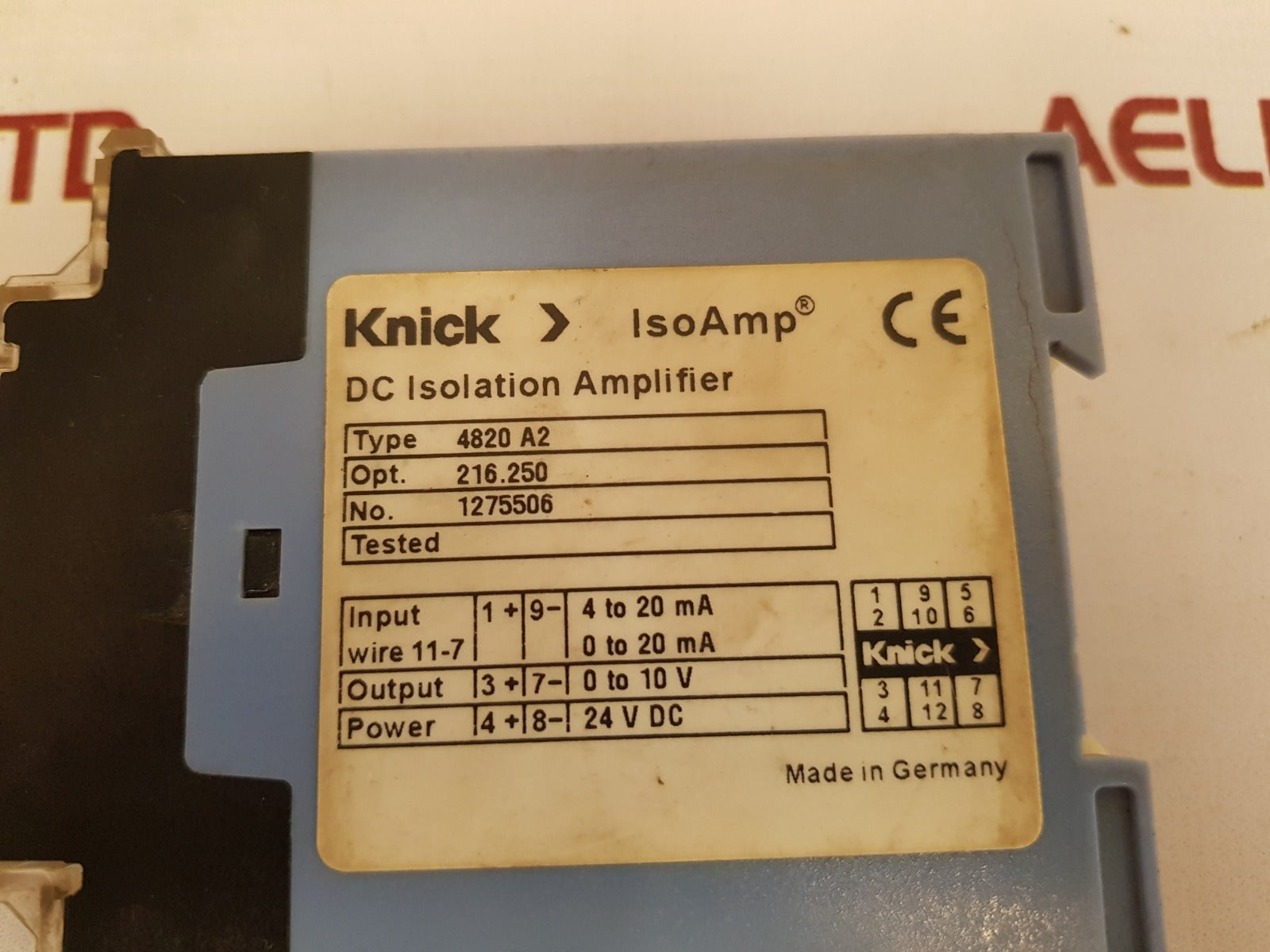 Knick 4820 a2 dc isolation amplifier opt.216.250