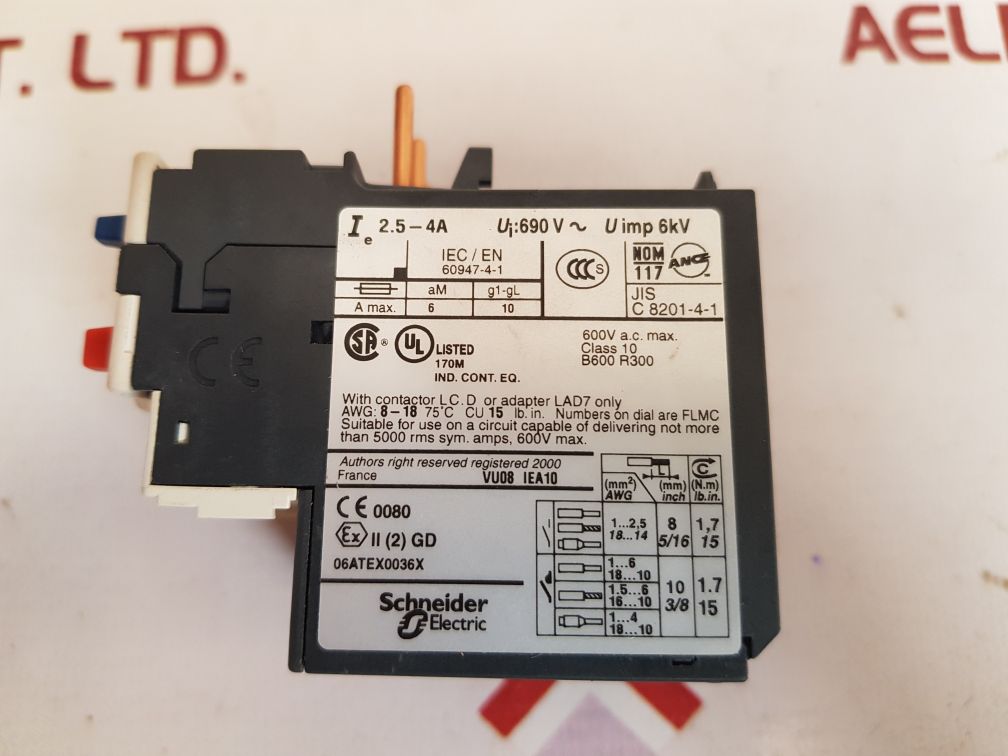 Telemecanique/schneider lrd08 overload relay