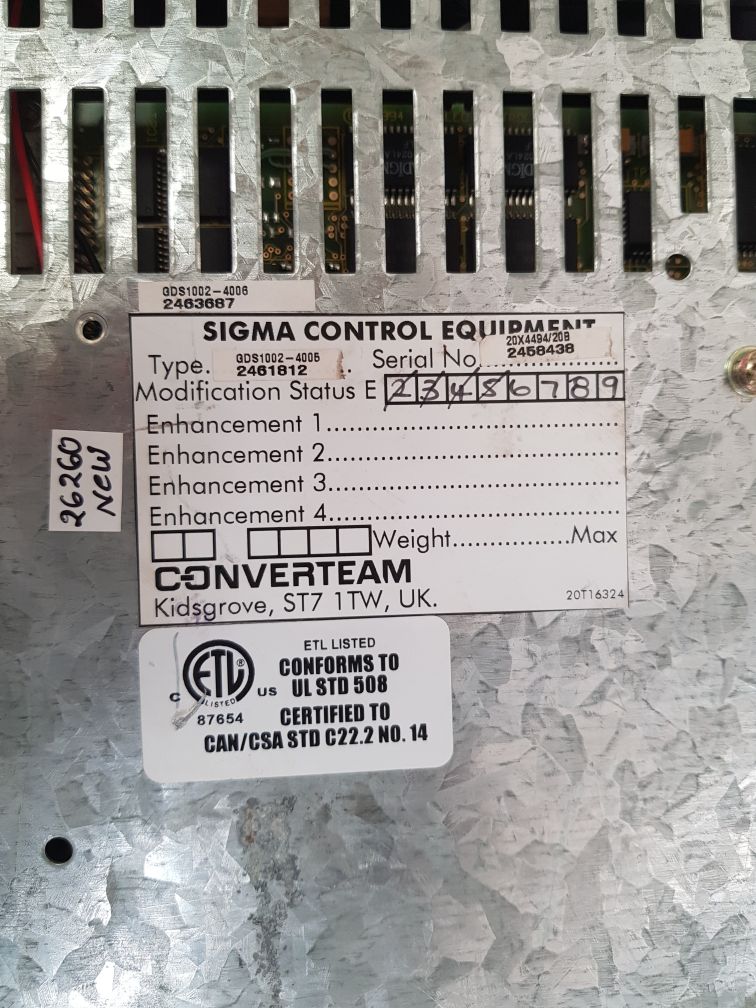 Converteam gds1002-4006 sigma control equipment