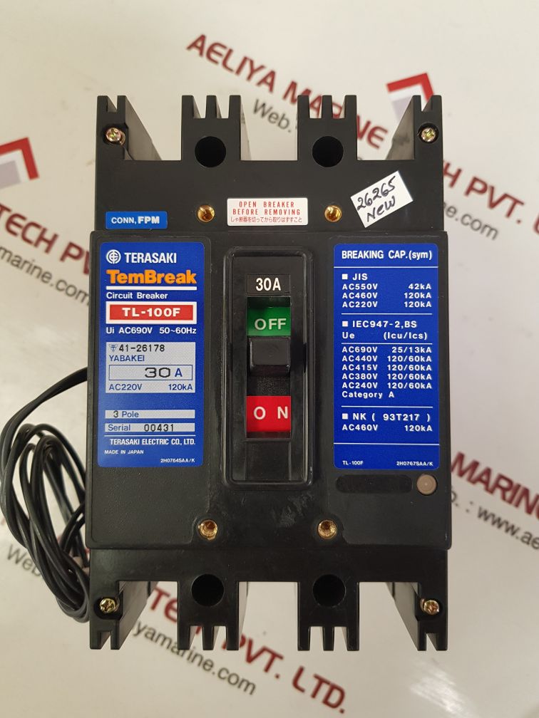 Terasaki tl-100f 3-pole circuit breaker 30a