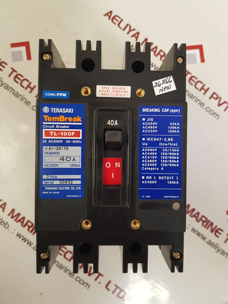 Terasaki tl-100f 3-pole circuit breaker 40a