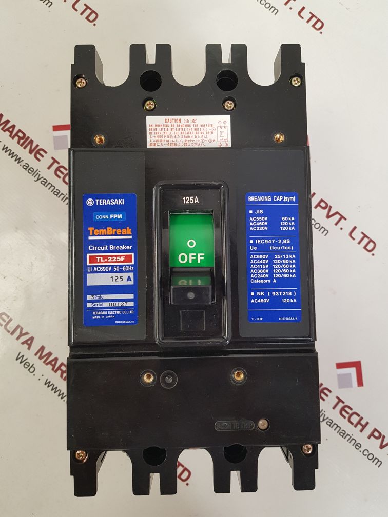 Terasaki tl-225f 3-pole circuit breaker 125a