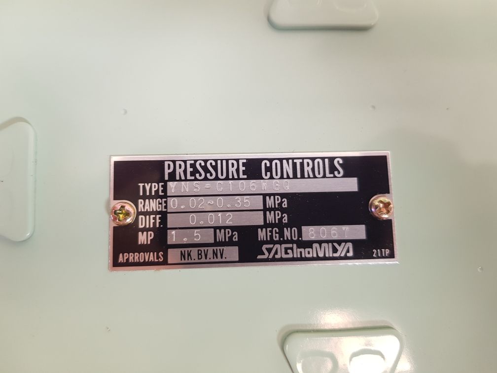 Saginomiya yns-c106wgq pressure switch range 0.02~ 0.35 mpa