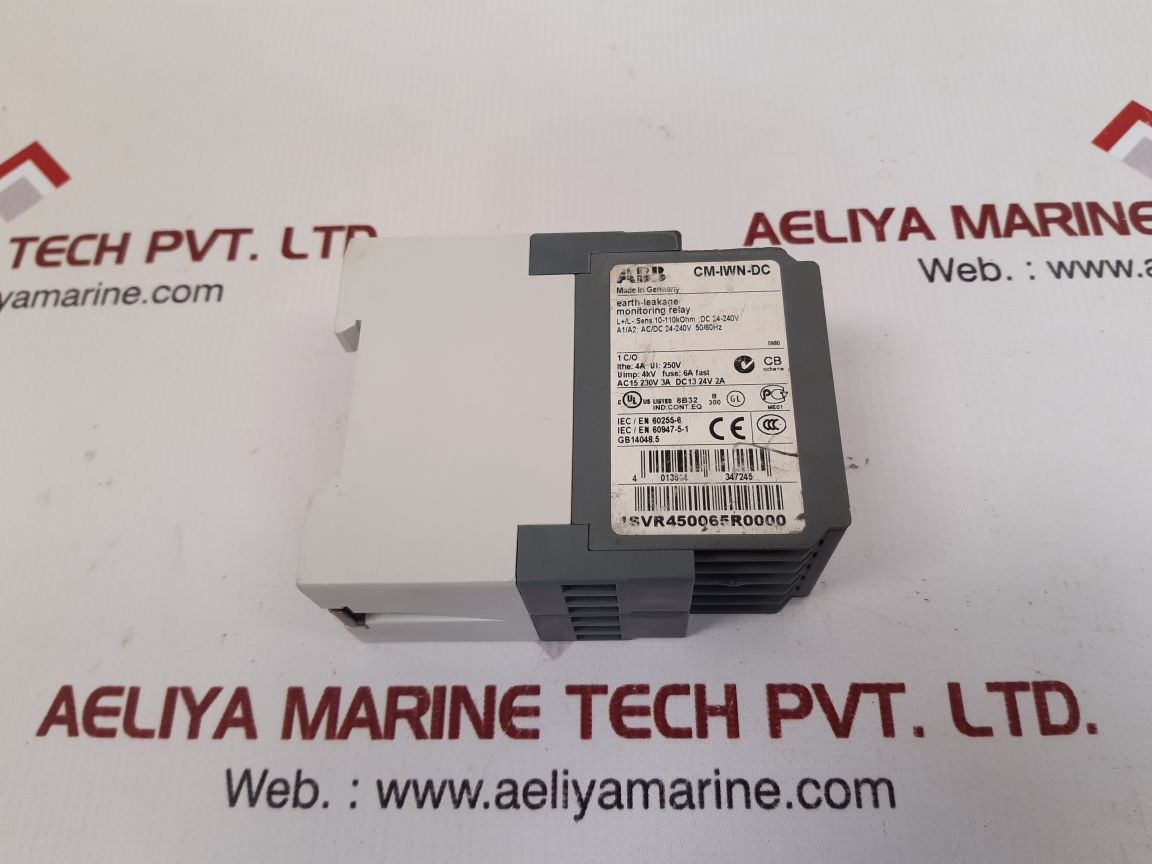 Abb cm-iwn-dc earth-leakage monitoring relay 1svr450065r0000