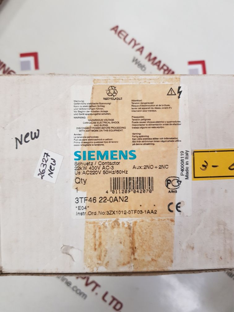 Siemens 3tf46 22-0an2 auxiliary contactor