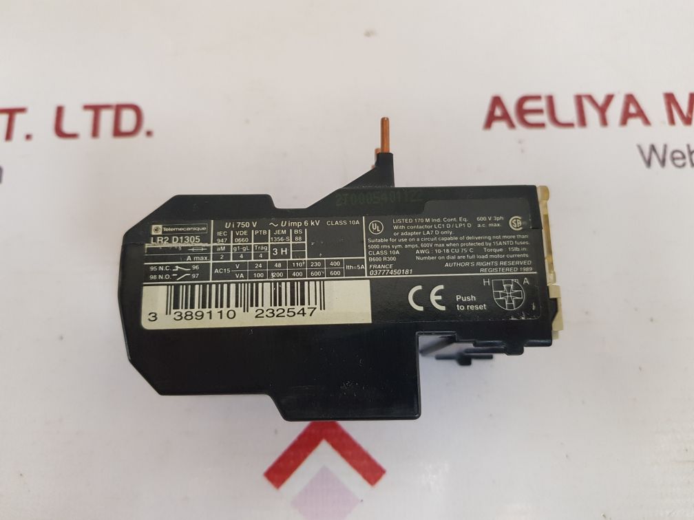 Telemecanique lr2d1305 thermal overload relay