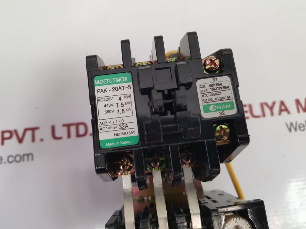 Anam pak-20at3 thermal overload relay 100-110v 60hz