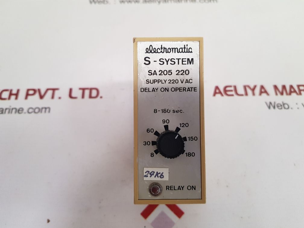 Electromatic sa 205 220 delay on operate 8 to 180 sec